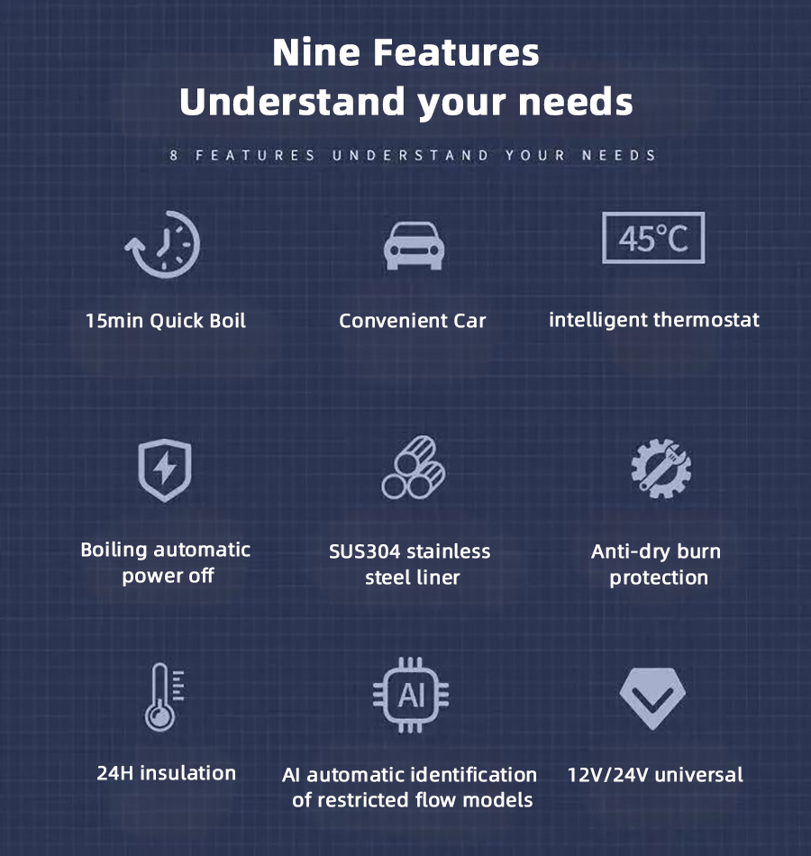 12V 24V Car Heating Cup 500Ml Electric Kettle Water Heater Boiling Mug Boiler Thermostatic Tumbler Termos Thermos Thermal Mug