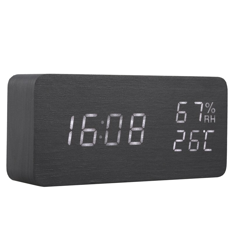 Reloj despertador Led moderno, relojes de mesa electrónicos con temperatura y humedad digitales de escritorio, subtítulos en blanco y negro