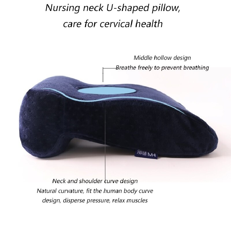 Orthopedics Velvet Fabric Nap Pillow Bamboo Charcoal Memory Foam Comfortable Care Vertebral Office Train Table Nap Pillow