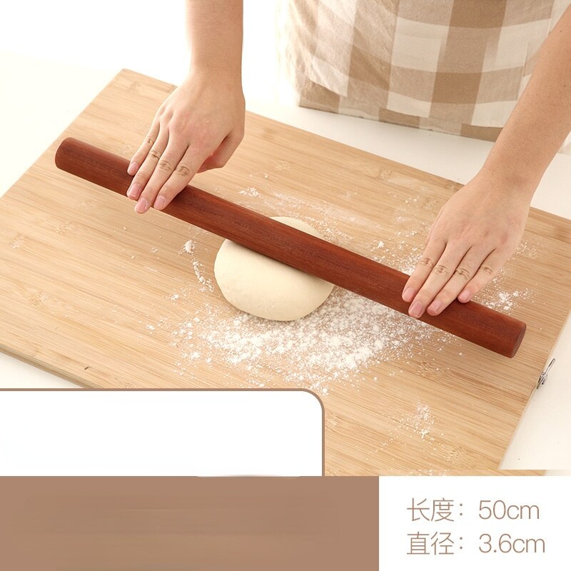 Red sandalwood rolling stick face stick solid wood household pole face roll shaft dumpling stick baking tool rolling pin: 50x3.6cm