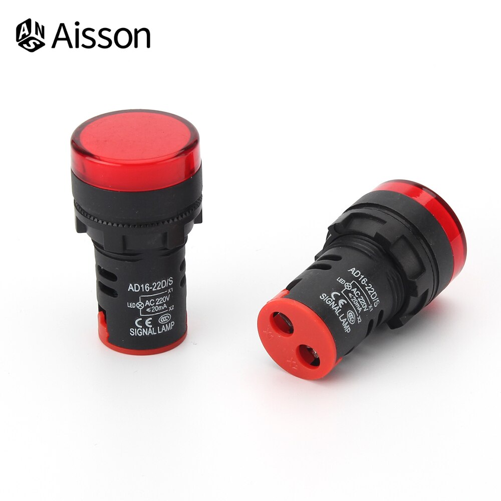 AD16-22DS Indicador LED Luz de alimentación 22 mm 12 V 24 V 220 V 380 V Luz de señal piloto Lámpara de montaje en panel Multicolor