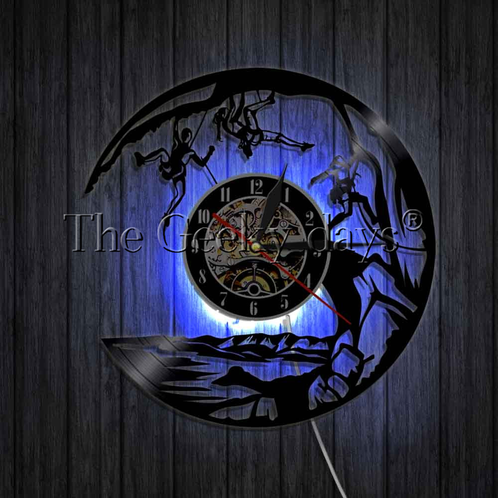 Reloj de vinilo para escalada, decoración para el hogar, cuerda de escalada, 3D Reloj de pared, Hobby deportivo, , relojes LED únicos