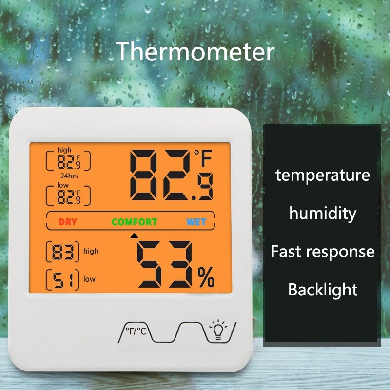 Digital Hygrometer drinnen Elektronische Thermometer mit hinterleuchtet Genaue Temperatur Feuchtigkeit Monitor für Heimat, Büro