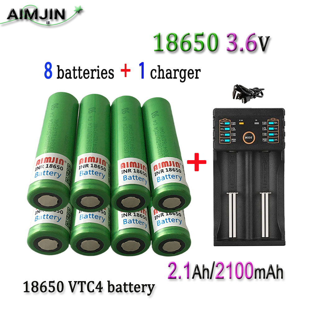 Original 3.6V 2100mAh 18650 Battery For Us 18650 VTC4 30A Toys Tools Flashlight Battery: army green