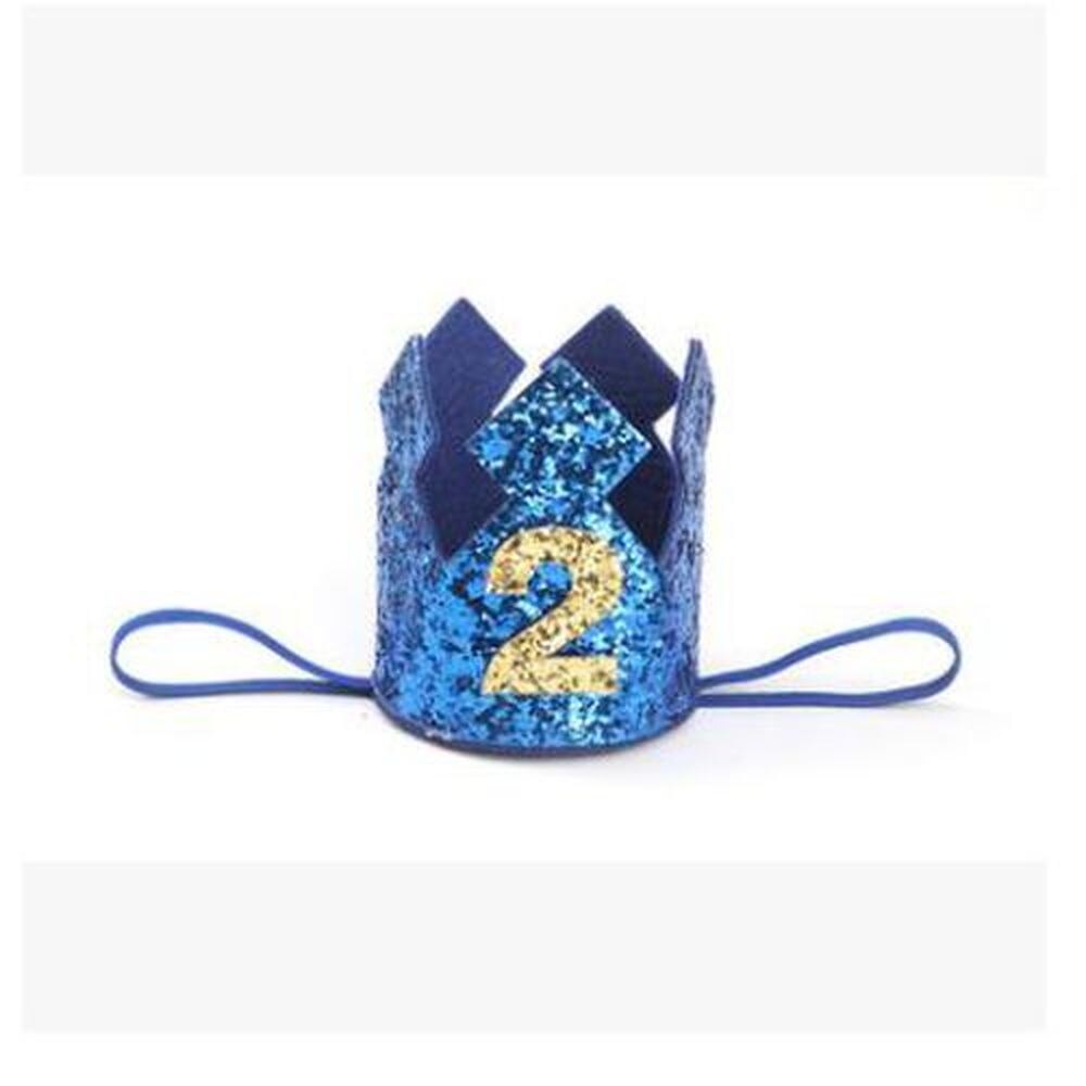 Glitter prins krona guld baby 1st 2nd 3rd år gammal födelsedag en pojke hatt baby shower födelsedagsfest dekoration foto rekvisita: B -2