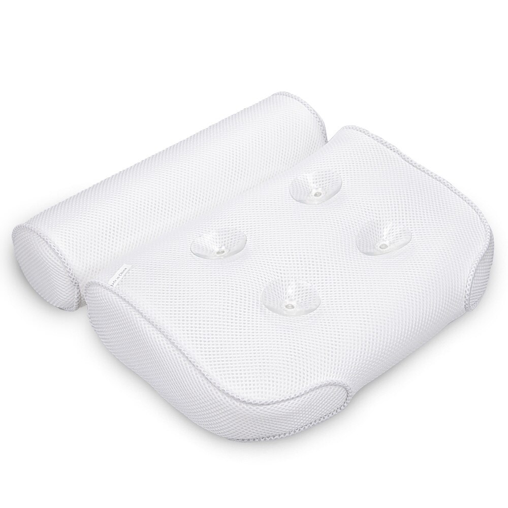 Åndbar 3d mesh badepude bærbar med sugekopper spa badekar ting pude massage pude til badekar badeværelse tilbehør: Hvid