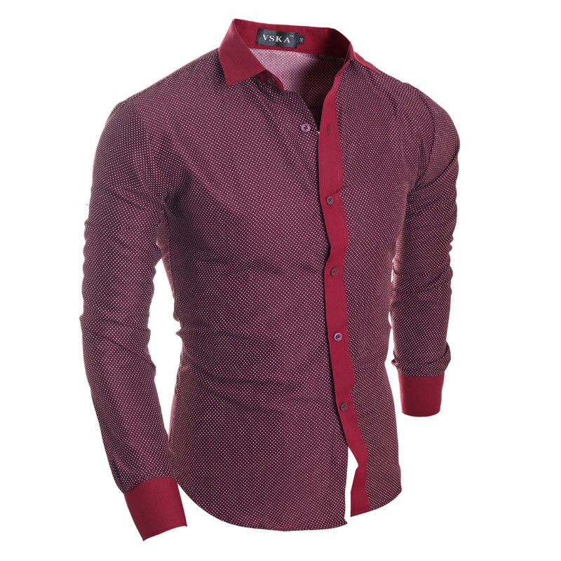 Camisetas clásicas con de lunares para hombre, estilo de Reino Unido de manga larga, camisa informal para niños pequeños, corte ajustado, M-2XL