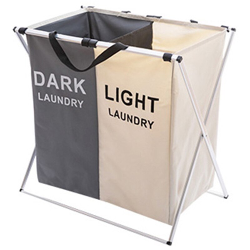 Environment Laundry Basket Two Grids Dirty Clothes Storage Basket Organizer Basket Collapsible Waterproof Folding Large Laundry