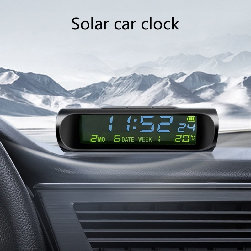 Solar Car Digital Clock Driving Time Date Dashboard Digital Clock Car Watch