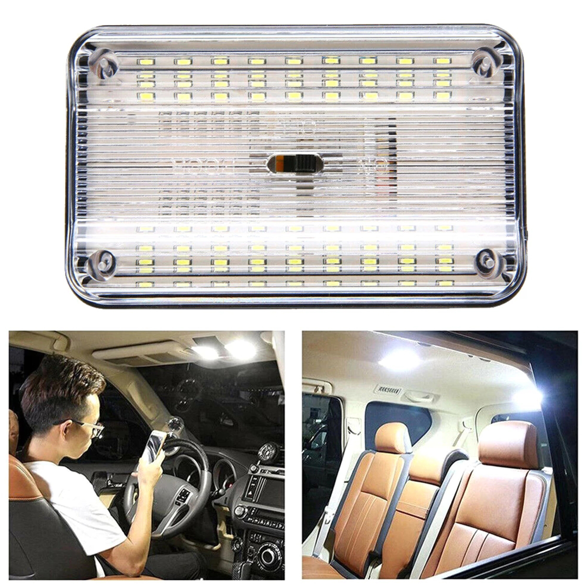 Luzes interiores do telhado do carro 12v 36 lâmpadas led branco veículo teto lâmpada de iluminação led cúpula do carro luz leitura com interruptor ligar/desligar quente