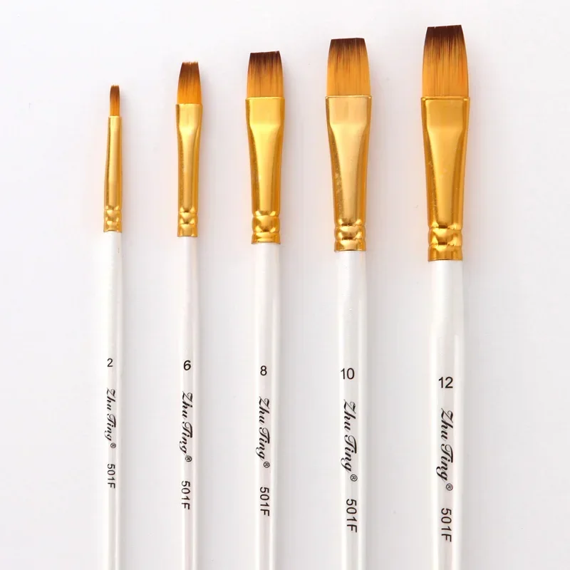 12Pcs/lot Paint Brush Set Art Drawing Brushes Wooden Handle Brushes For Acrylic Painting Supplies: Clear