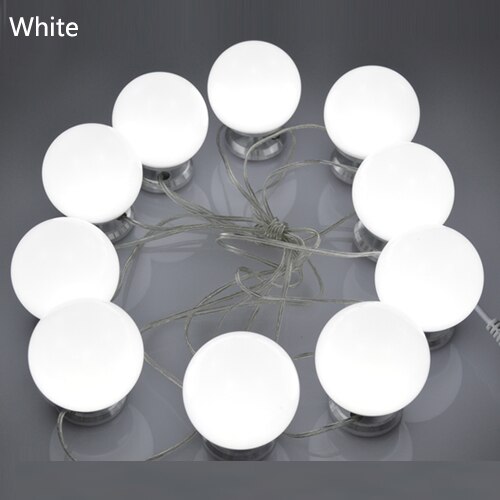 Miroir de maquillage vanité lumière LED ampoules Kit lampe 3 niveaux luminosité réglable éclairé maquillage miroirs cosmétiques lumières: EU Plug 6pcs / WHITE