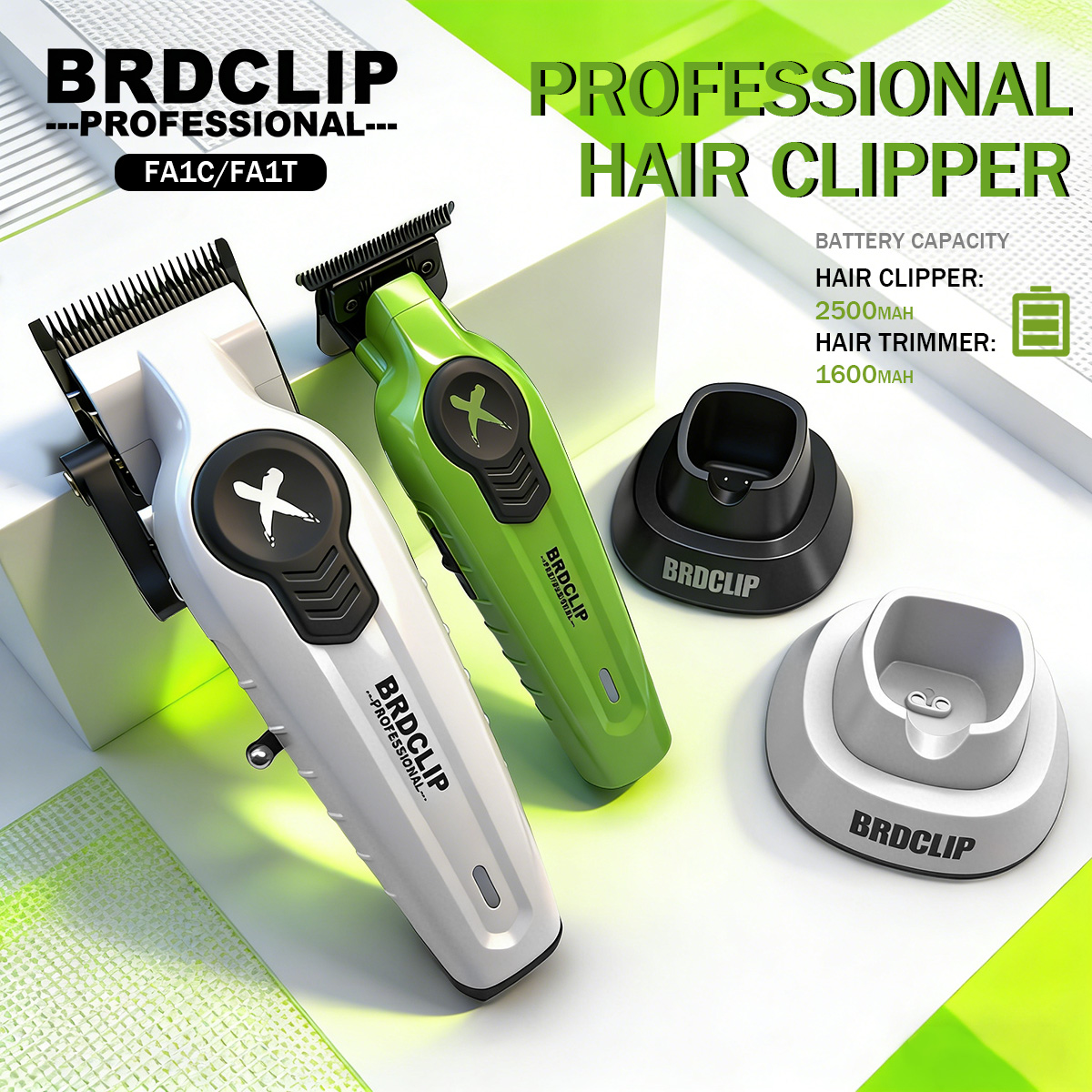 BRDCLIP Hair Trimmer Rechargeable Barber Clippers Hair Cutting Machine Charging Base Trimmer for Men BRD-FA1C FA1T