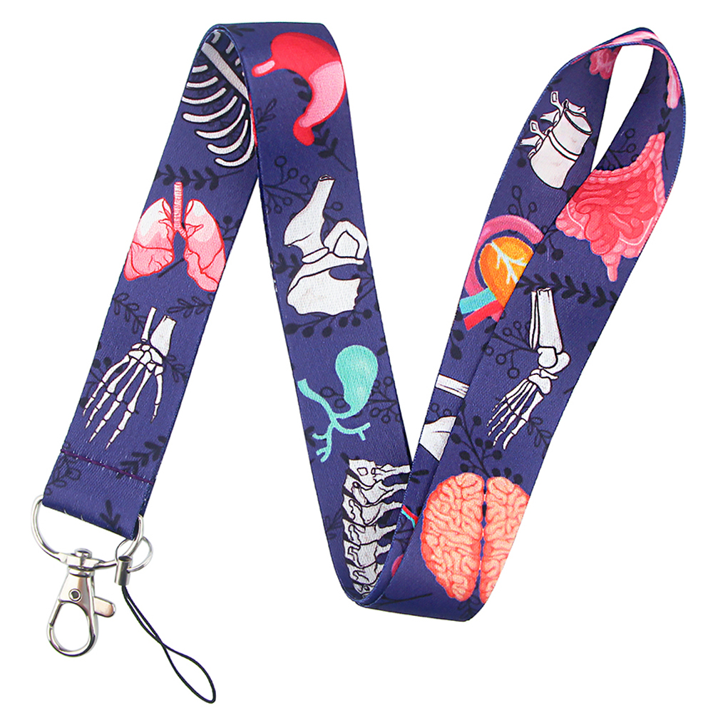 Nyckelband för mänskligt organ tandvård tandläkare halsrem kort id-korthållare nyckelring nyckelring tillbehör läkare sjuksköterska: Svart