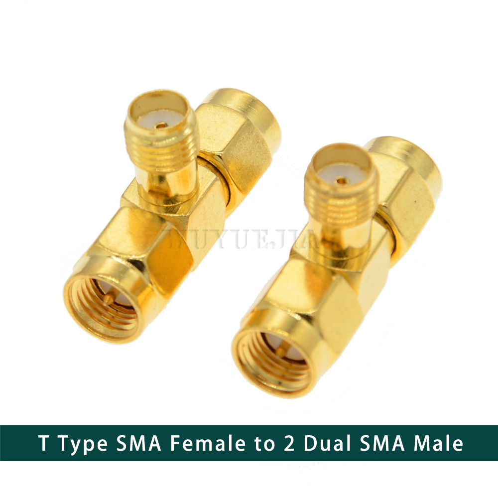 SMA To SMA Male Female Straight Connector 90 Degree Right Angle 135Degree Tee Type 3 Way Splitter RPSMA To RPSMA Male Adapter RF: Beige