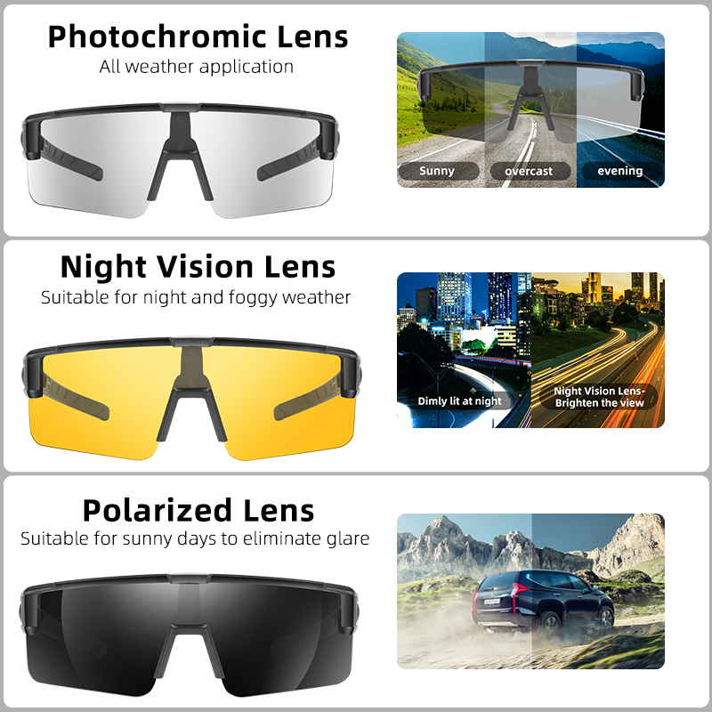 Länsimaiset polarisoidut aurinkolasit miehille, fotokromiset pyöräilylasit autolla ajamiseen, kalastuslasit, pyöräilylasit
