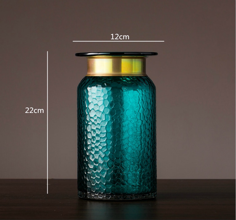 Modernt nordiskt transparent glas guld konkav ormblomma vas vardagsrum blomsterarrangemang hydroponics heminredning: 22 x 12cm