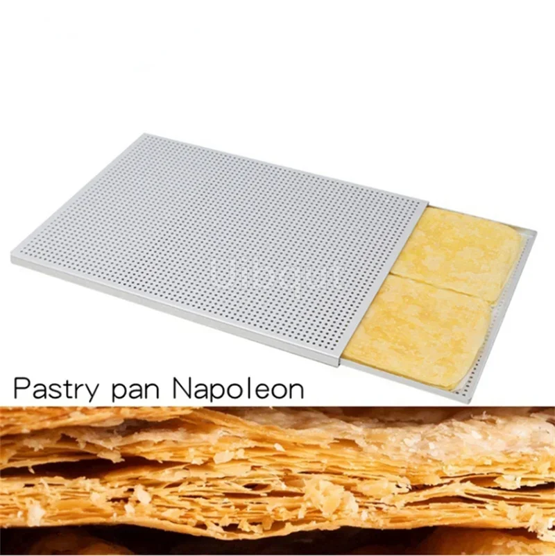 Puff Pastry Baking Tray rectangle Mille Feuille Pastry mold Perforated Dish Oven Paris Sweet Shop Napoleon baking tray With Hole