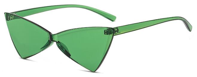 Plastic cat eye Driehoek zonnebril vrouwelijke candy kleur retro vintage bril randloze groene zonnebril vrouwen een stukken eyewear: C5 green