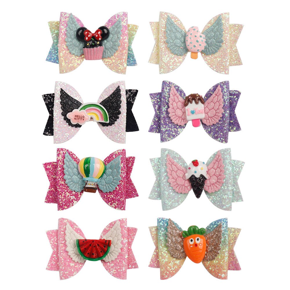 3.5inch Cute Hairgrips Glitter Hair Bows with Clip Dance Party Bow Hair Clip Girls Hair Accessories