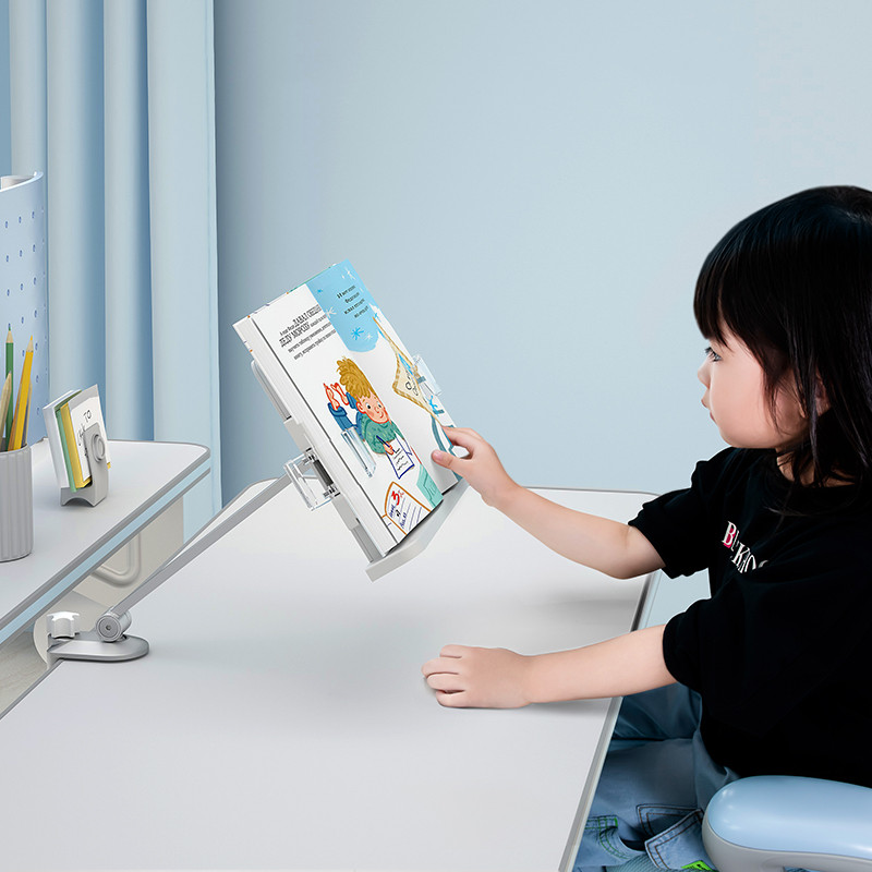 Desk Clamping Aluminum Reading Book Stand Multi-angle Adjustable Reading Book Bracket Table Camping Book Holder Tablet Stand