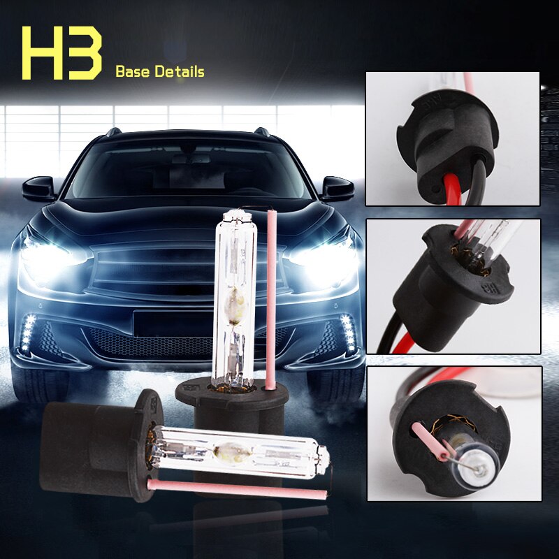 2 stk  h3 xenonpære 55w 3000k 4300k 5000k 6000k 8000k 10000k 12000k autolampe 12v billykter xenon  h3 pærer tåkelys