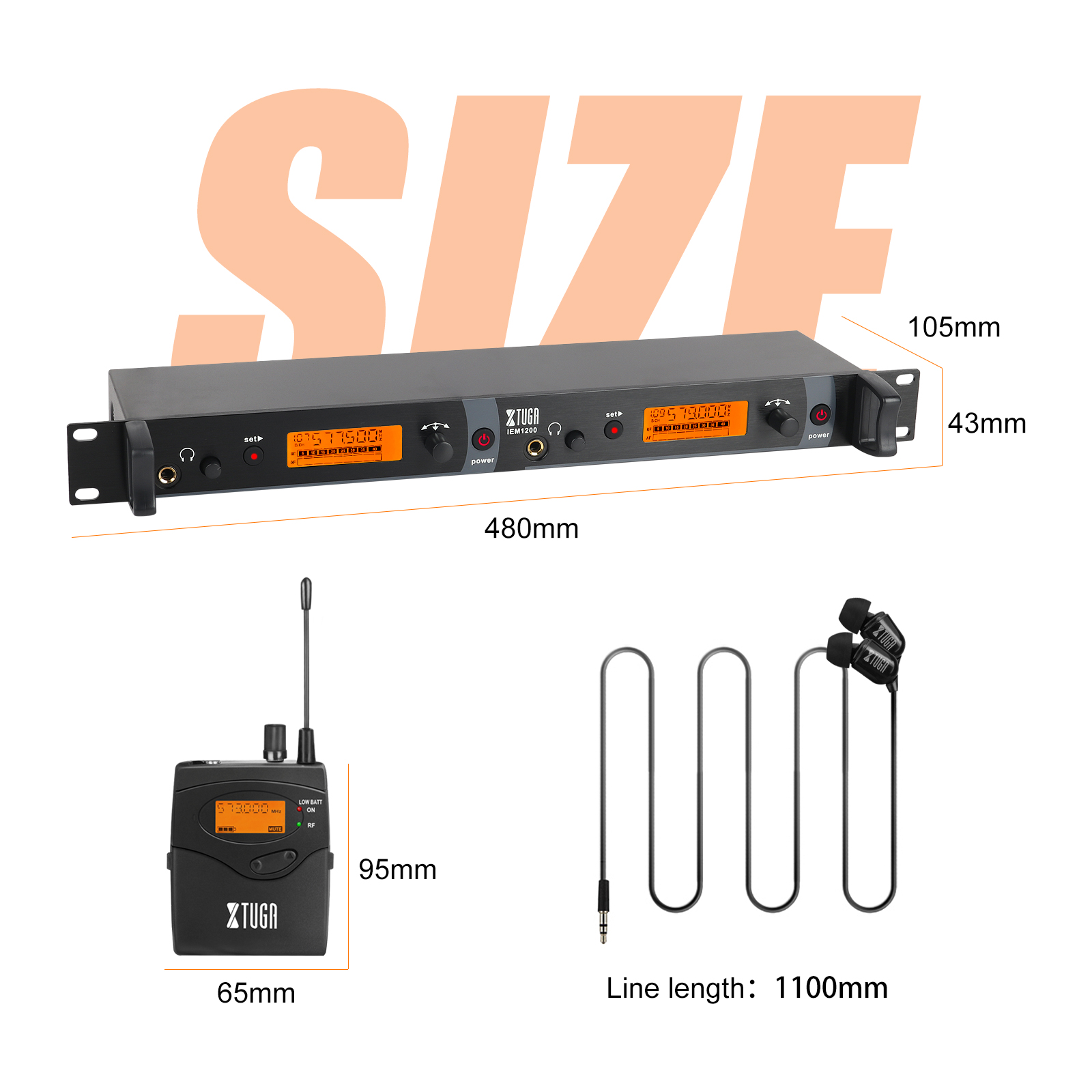 XTUGA IEM1200 transmisor individual Bodypack puesta en escena reunión sistema de monitoreo inalámbrico sistema de Monitor inalámbrico en la oreja