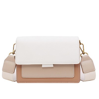 Linkerkant Contrast Kleur Lederen Crossbody Tassen Voor Vrouwen 2022 Reizen Handtas Eenvoudige Schouder Eenvoudige Tas Dames Cross Body Bag: Khaki