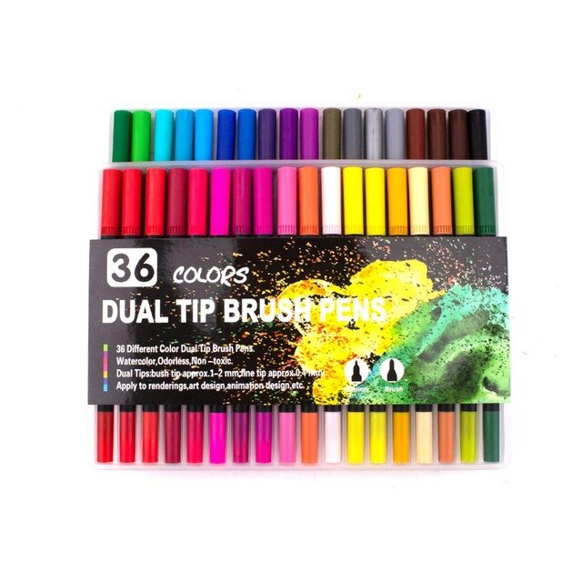 Aquarel Pennen Fineliners Art Markers Borstel Pennen Voor Tekening Schilderen Kalligrafie Art Supplies: 36 colors