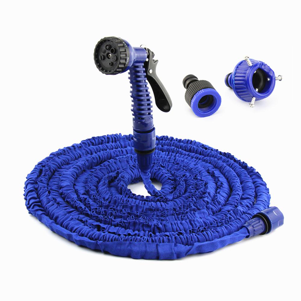 Tuyau d'arrosage Flexible extensible de tuyau d'eau de 25/50/75/100FT arrosant avec le pistolet à arroser le jet de lavage de voiture: 100FT Blue