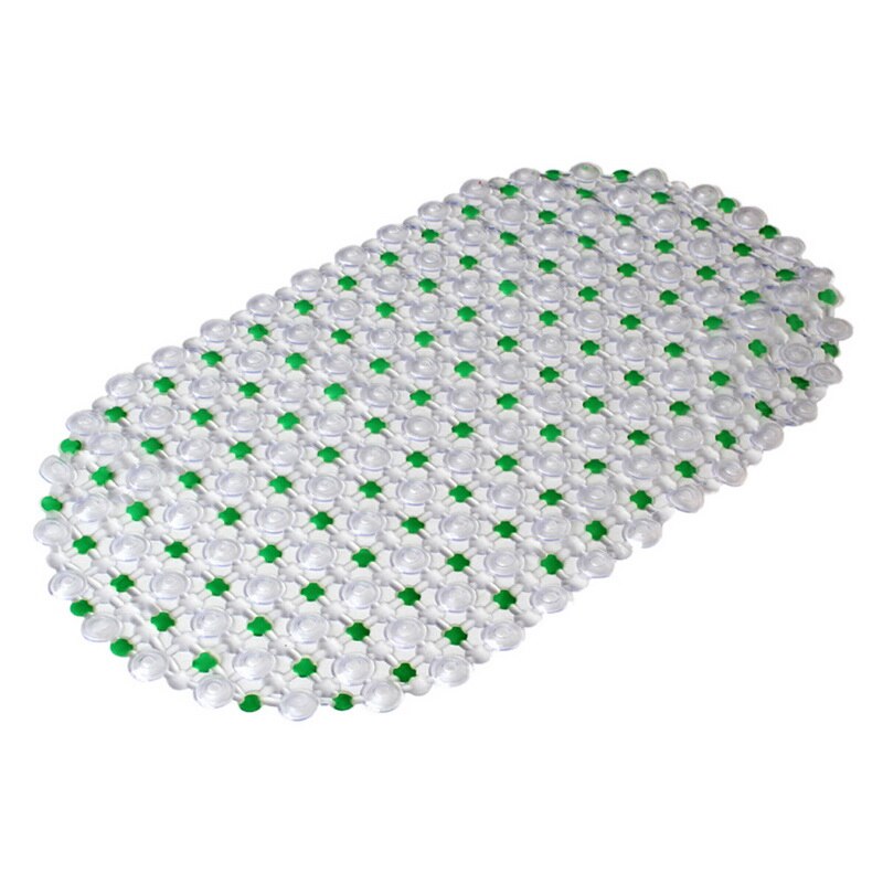 Plastic Suction Cup Bathroom Shower Mat Non-slip Bathroom Mat Baby Safety Shower Bath Mat Colorful Point Bead Massage Pad: Green