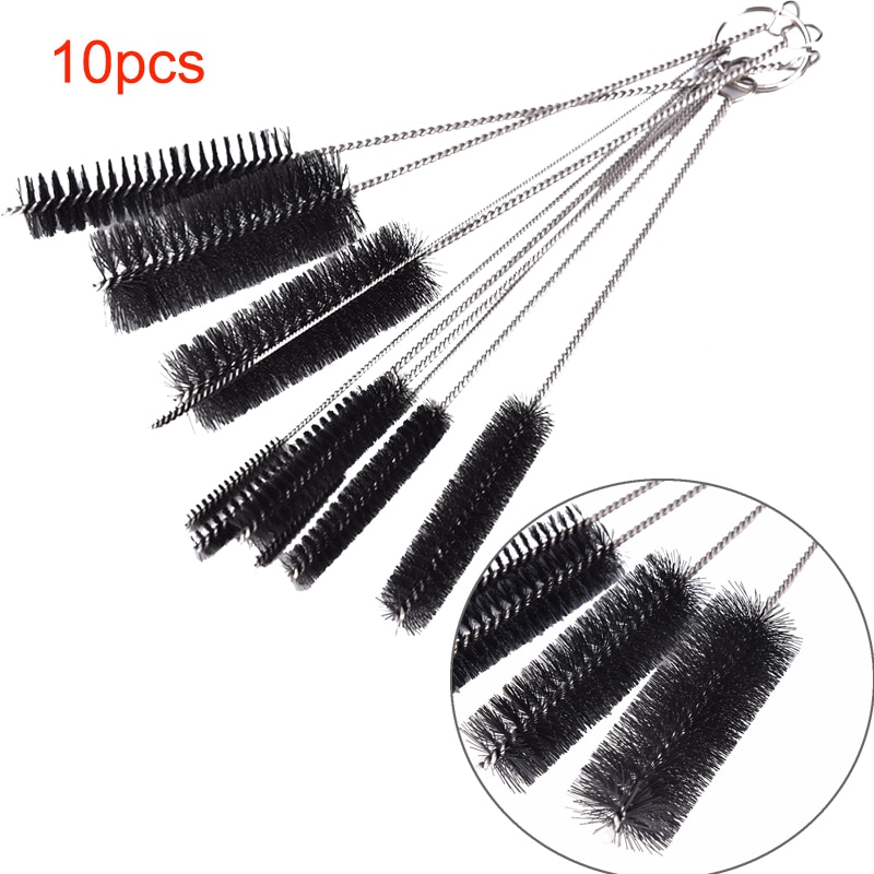 Cepillos de limpieza de tubos de ensayo para botellas de bebé, Herramientas de limpieza de botellas de acero inoxidable para suministros de laboratorio, boquilla de tetera, 10 Uds.