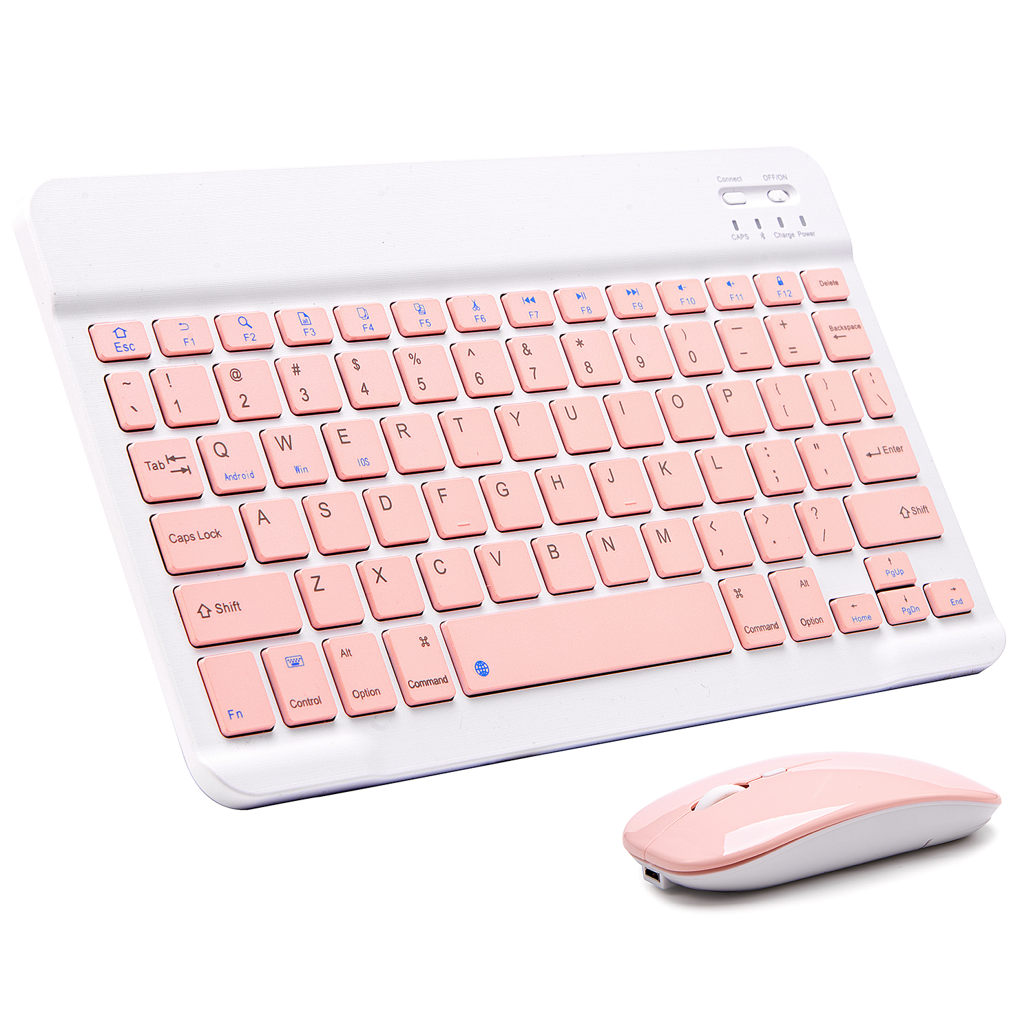 Pink Wireless Bluetooth Keyboard and Mouse Mini Keyboard English Keyboard for Tablet IOS Android IPhone Ipad Keyboard: Blue