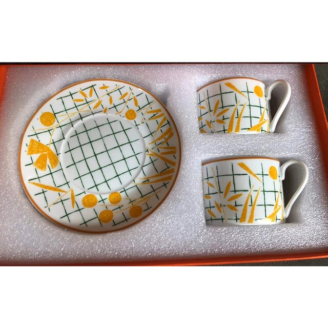 Elegancki styl catering kubek z porcelany kostnej multi-style prosta ceramiczna filiżanka do kawy i spodek danie z wzorem zestaw 2 zestaw z pudełkiem: Niebieski