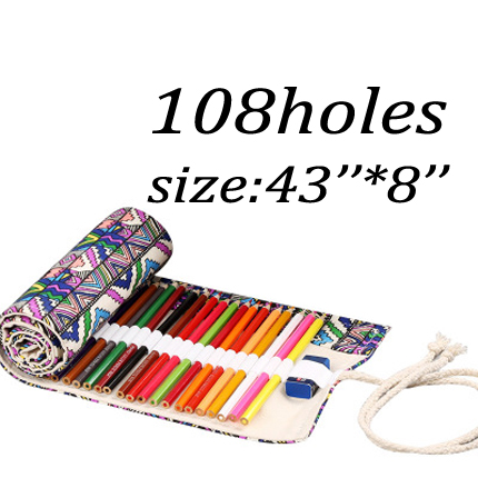 12/24/36/48/72/108 Roll School Etui Canvas Etui Make-Up Borstel pen Pouch Wrap Roll Schilderen Briefpapier: green