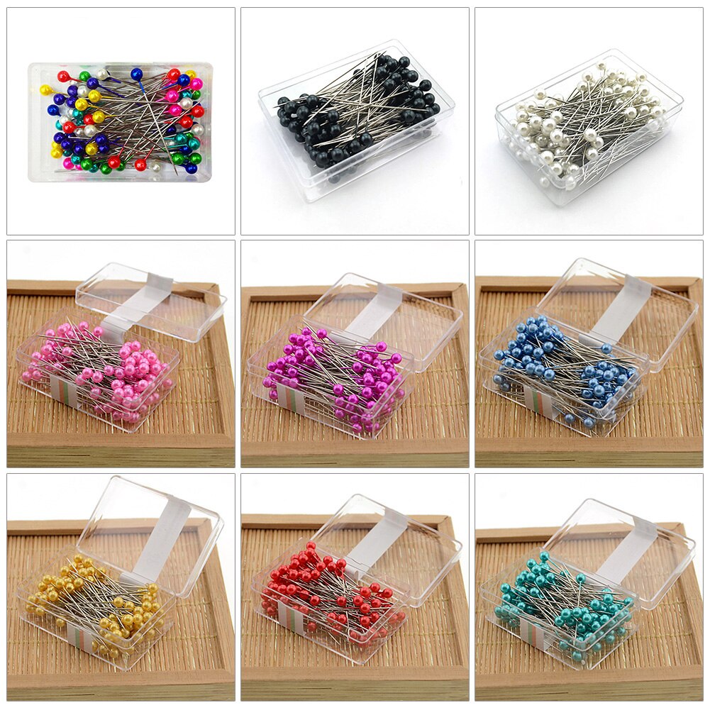 Alfileres artesanales de perlas, herramienta de costura embellecedora para fabricación de vestidos, Caja empaquetada