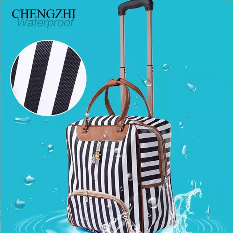 Chengzhi Mode Vrouwen Trolley Strepen Bagage Rollende Koffer Casual Reistas Op Wielen