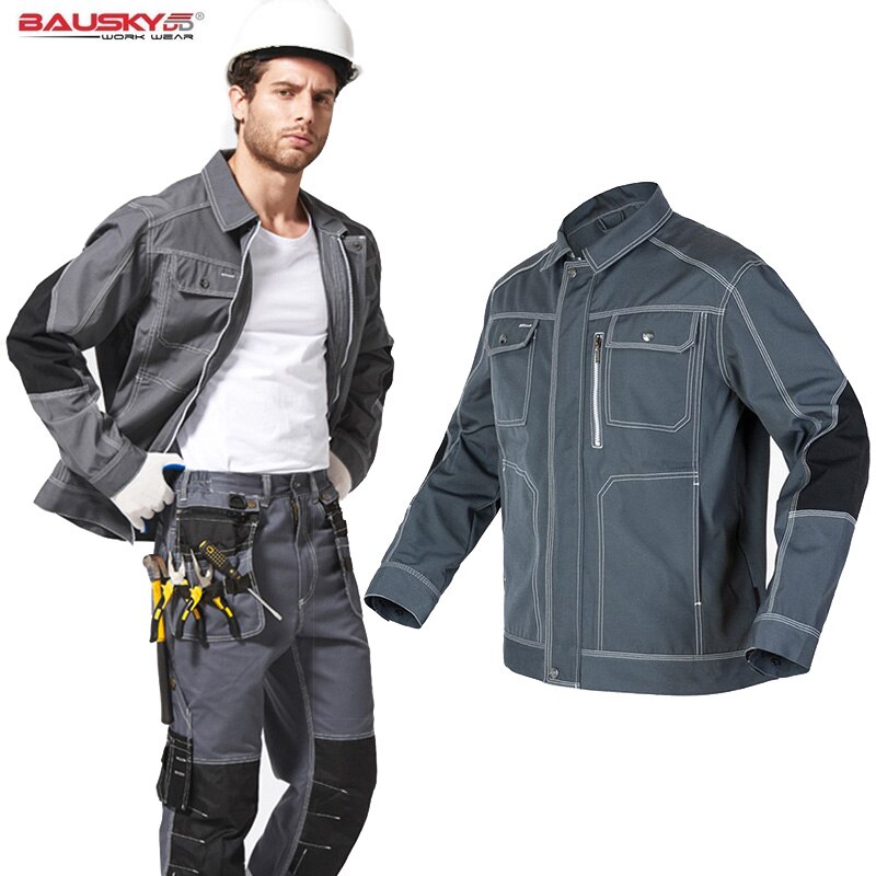 Men Workwear Jacket Multi Pockets Long-sleeved Work Clothes Uniforms Male Mechanic Construction Working Jackets