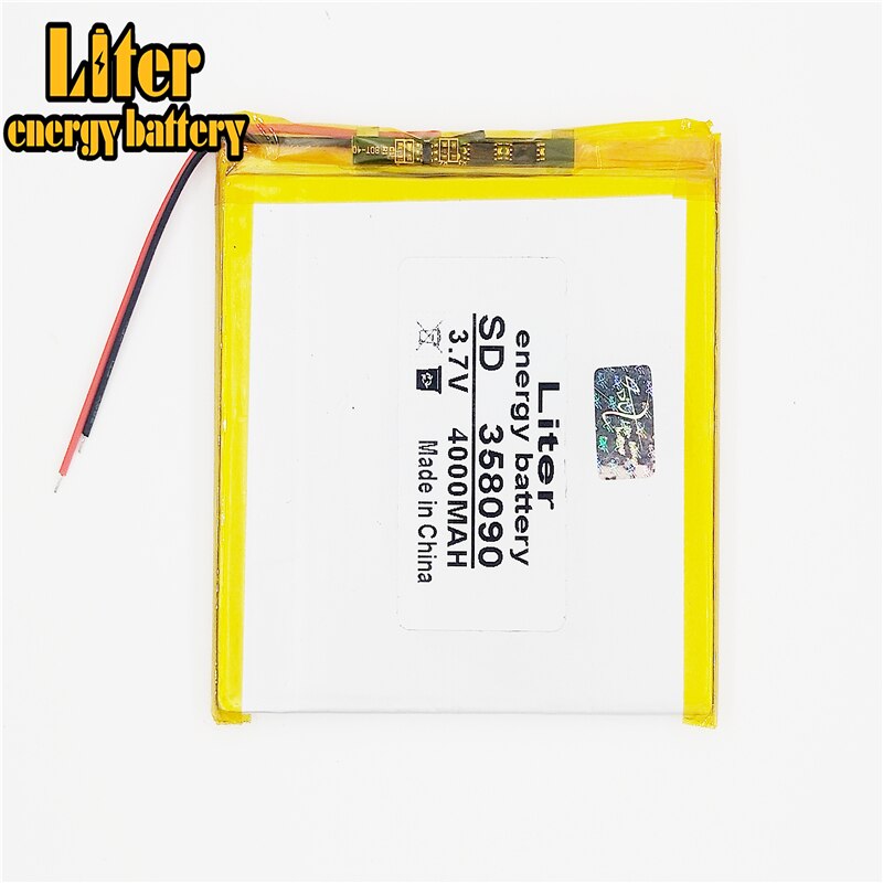358090 3.7V 4000mAh Rechargeable li Polymer Battery For 3.7V 4000MAH 358090 PLUG Lithium polymer battery: 358090