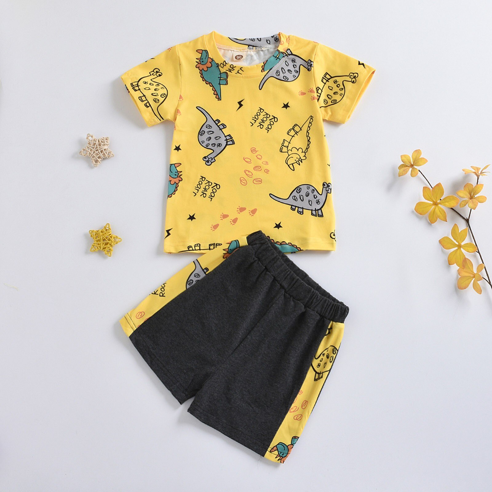 Toddler Baby Boys Clothes Short Sleeve Dinosaur T-shirt Tops Shorts 2pcs Kids Cartoons Cute Outfits Set Baby's Summer Clothing