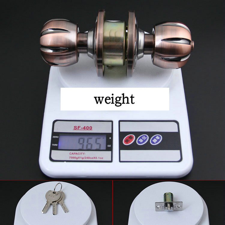 Serrure de porte à poignée ronde, serrure de porte intérieure avec clé en acier inoxydable look tous temps OSK102