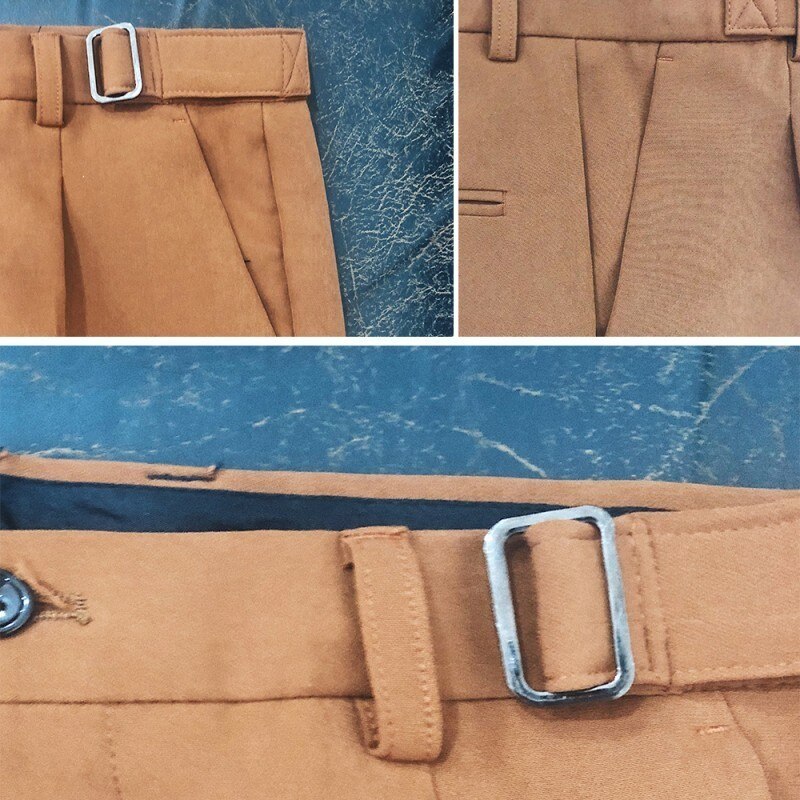 Icpans herre brune bukser slim fit business jakkesæt bukser herre jakkesæt bukser pantalon homme kostume mandlige højkvalitets solid