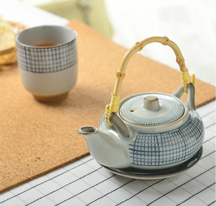 Ceramic soup cup coarse pottery hand painted lattice pattern teacup originality Coffee cup wine cups