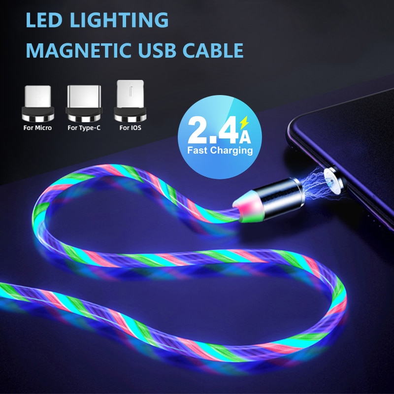 Lighting Fast Charging Magnetic USB Type C Cable Magnetic Cable USB Micro Charger Cable Wire for Xiaomi iPhone Huawei Samsung