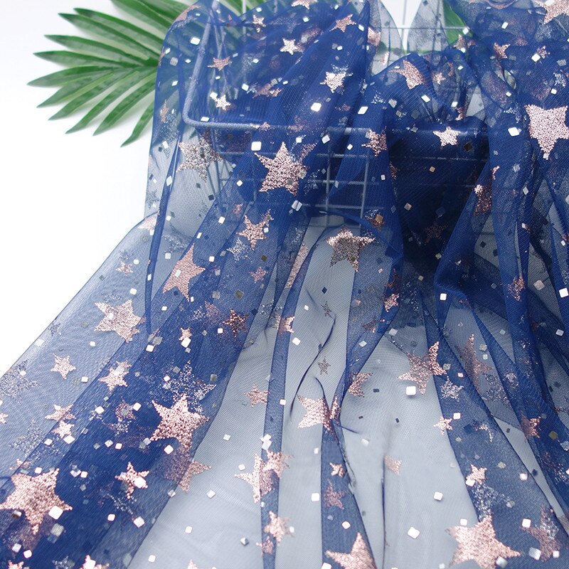Tela de malla de lentejuelas cuadradas de estrella de melocotón suave de 160cm de ancho para camisas de vestir, negro, blanco, Azul, Gris, por metro