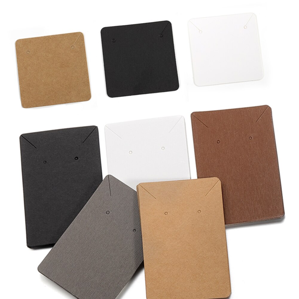 50 sztuk/partia 5x5cm 6x9cm Kraft Paper Card kolczyki naszyjniki karty do pakowania biżuterii karton wiszące cena Tag karty