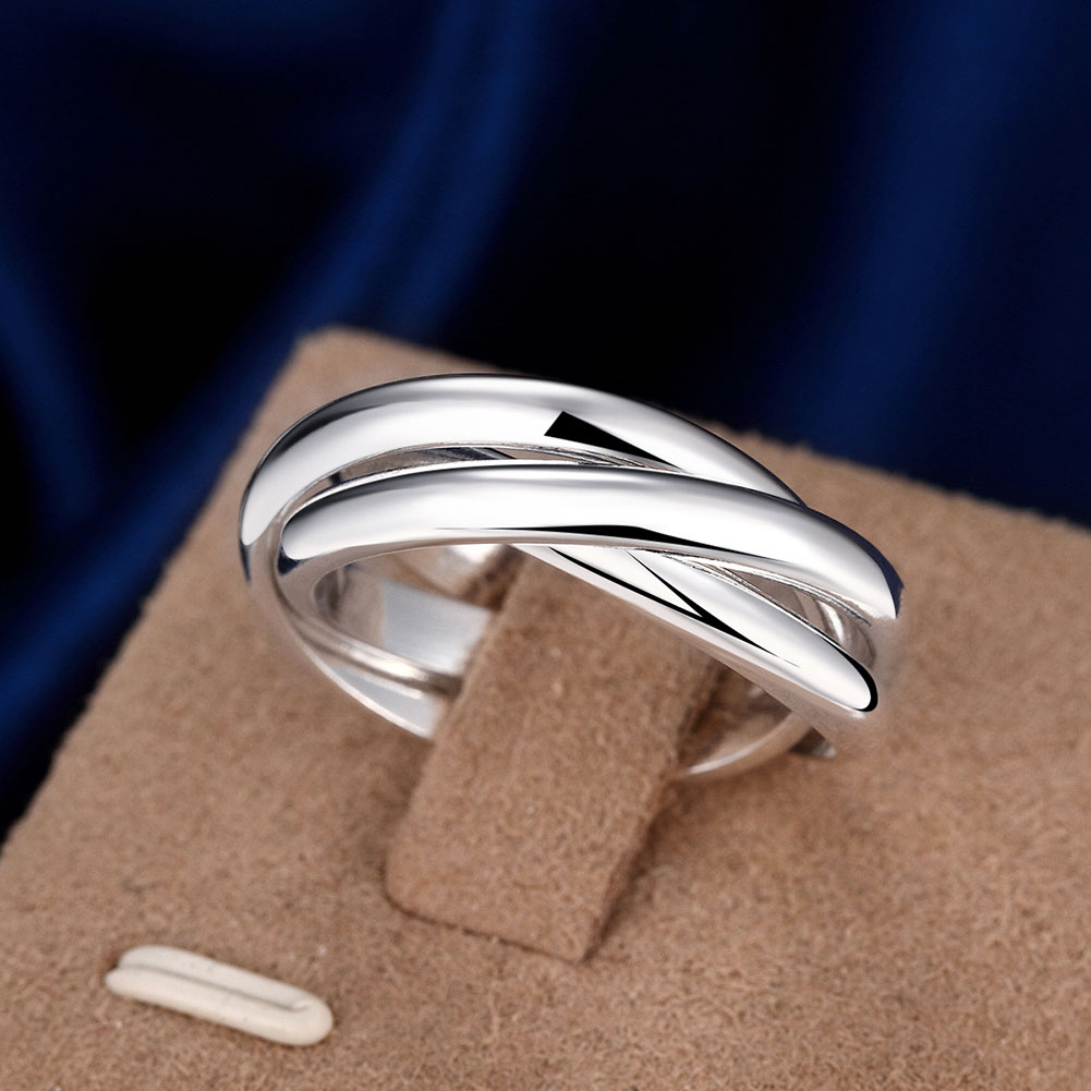 Volledige Maten Engagement Ringen Voor Vrouwen Verzilverd Mode Anillos Mujer Sieraden Drie Cirkels Ring Mannen Top