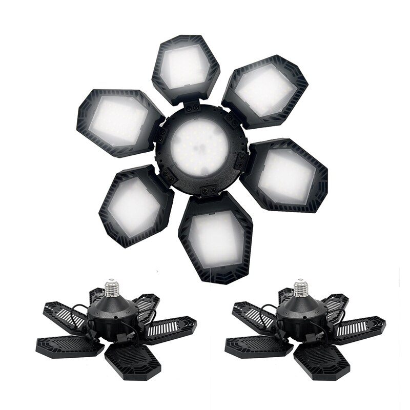 LED Garage Light, Strong Aluminum LED Garage Ceiling Light With Long Lifespan, 6 Deformable Panels To Adjust Lighting