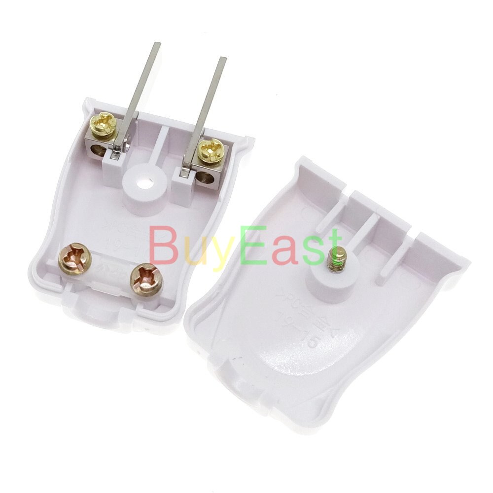 US, Canada 2-Flat Pin DIY Main Power Plug AC100~250V 10A White Color