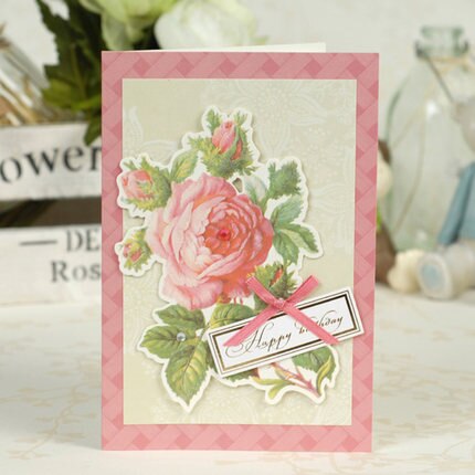 Eno gratulasjonspapir lagdelt 3d gratulasjonskort vintage håndlagde bursdagskort blomsterkort